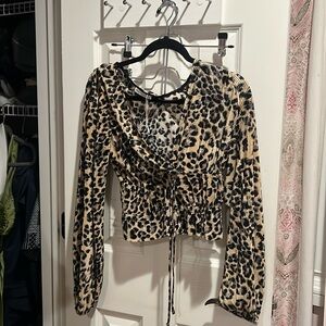 Zara Pleated cheetah blouse cropped